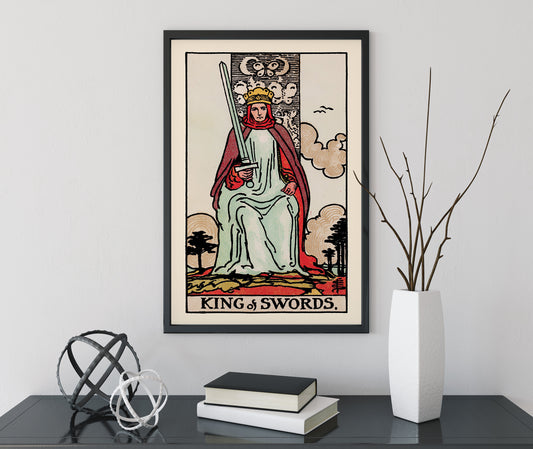 King of Swords- Tarot Card Print - The King of Swords Card Poster, No Frame