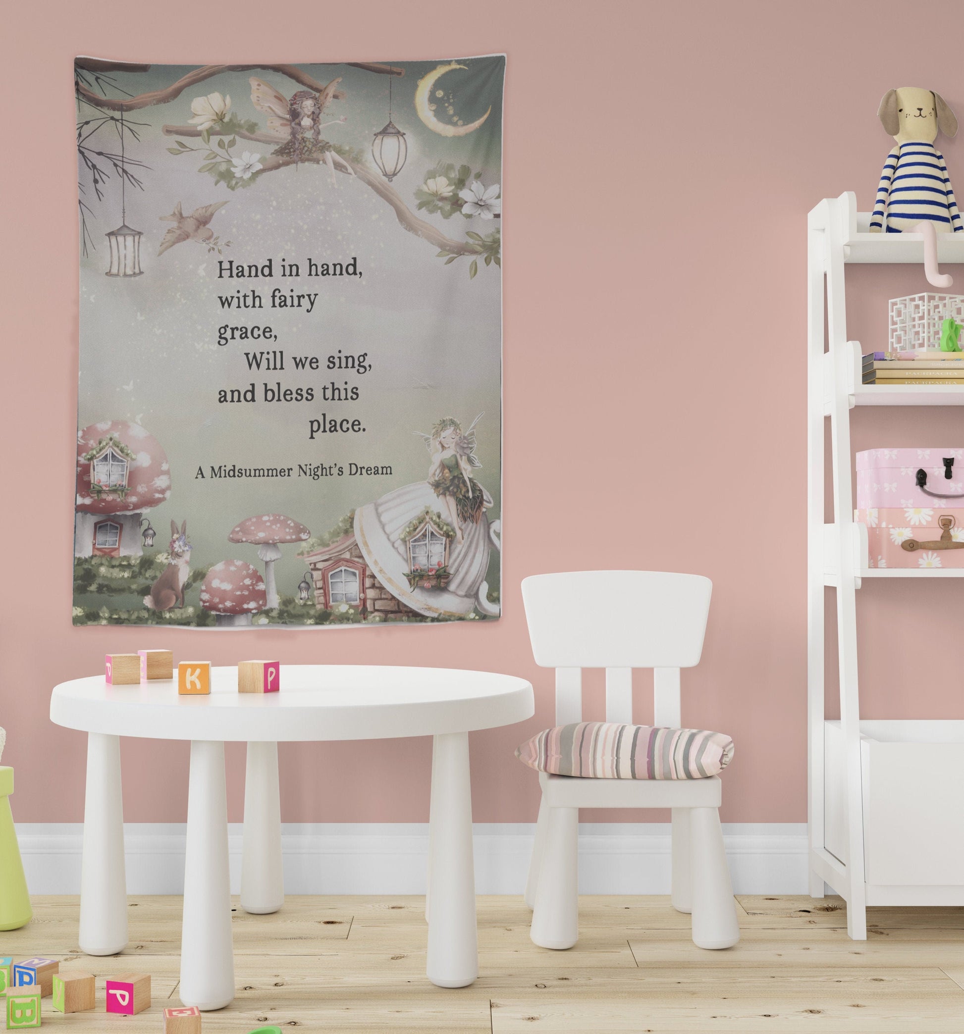 Fairy Tapestry - Shakespeare Quote - Midsummer Nights Dream - Childrens Room Wall Hanging by DesignBohemian