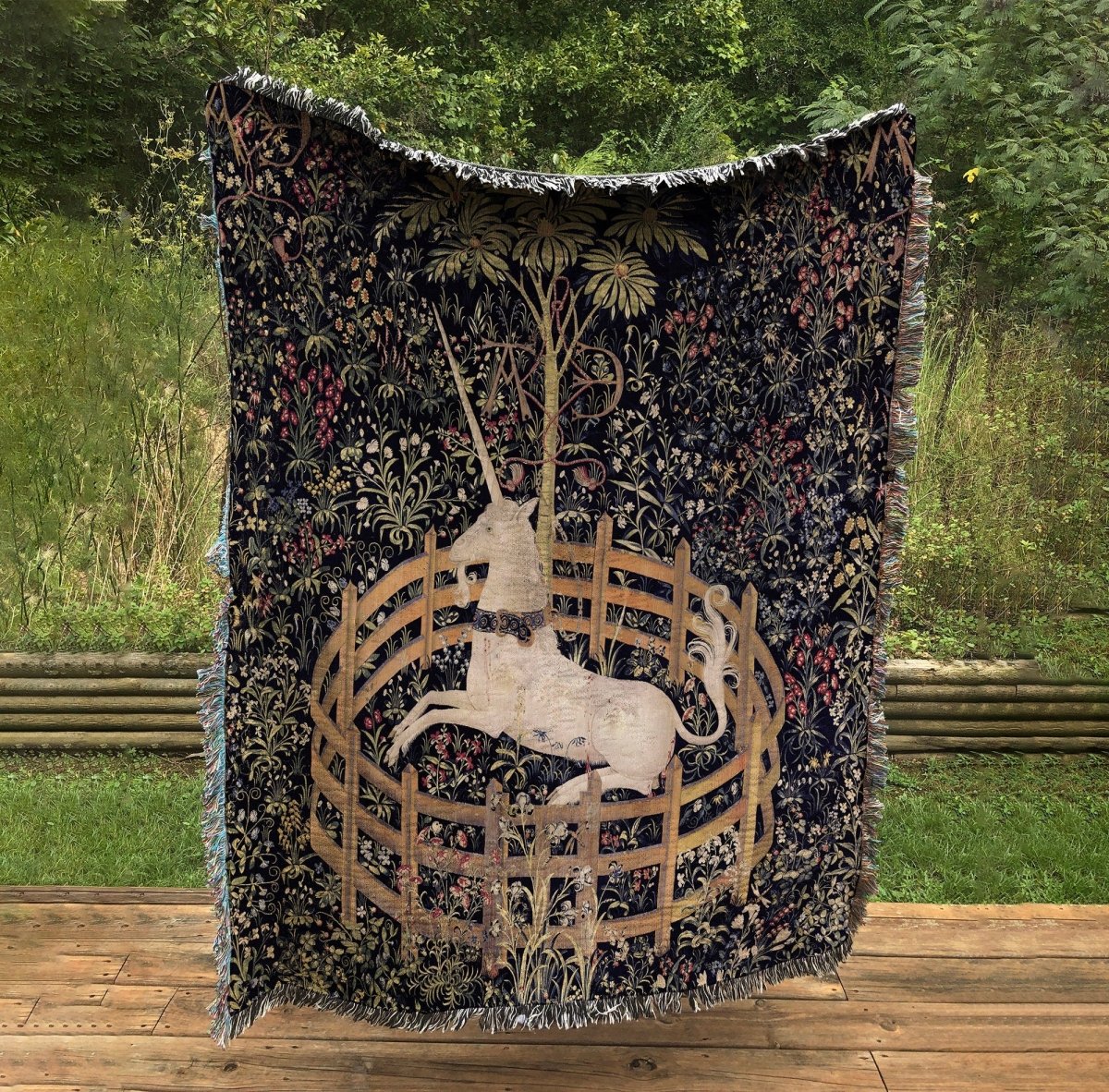 Woven Cotton Blanket - Medieval Unicorn
