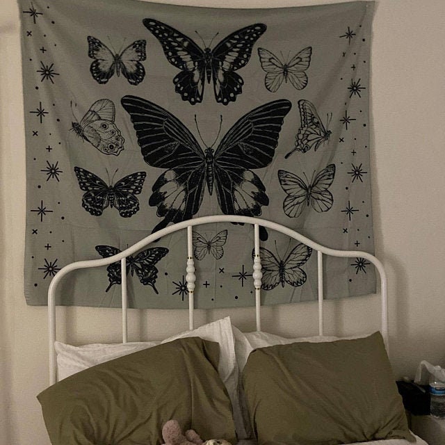 Vintage Butterfly Tapestry: Green Wall Hanging by DesignBohemian