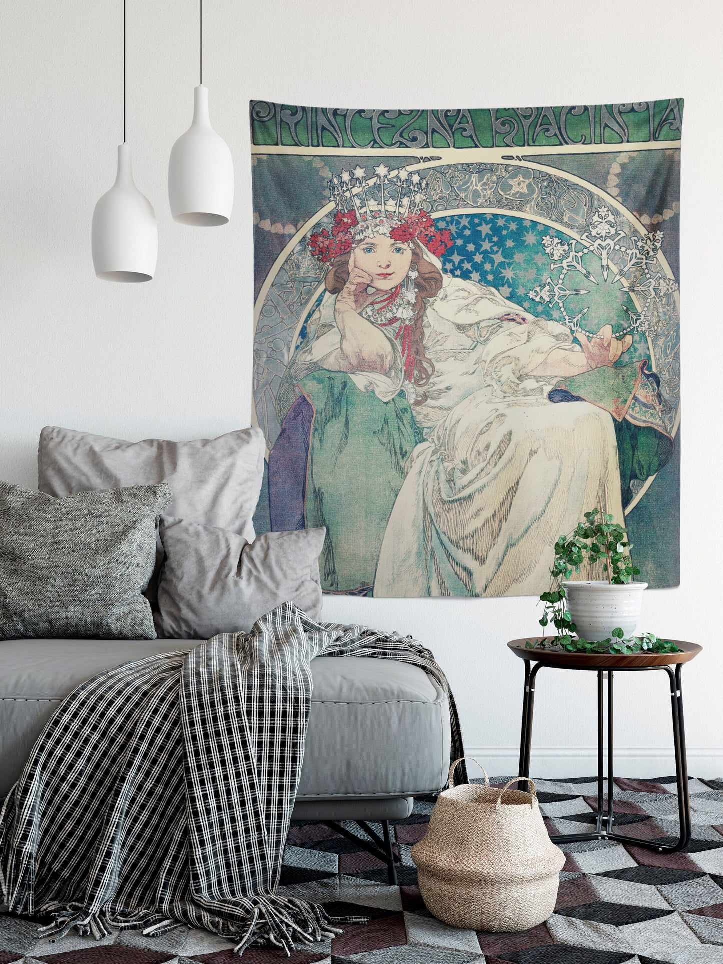 Art Nouveau Tapestry - Bohemian Wall Hanging -Boho - Pastel Mucha by DesignBohemian