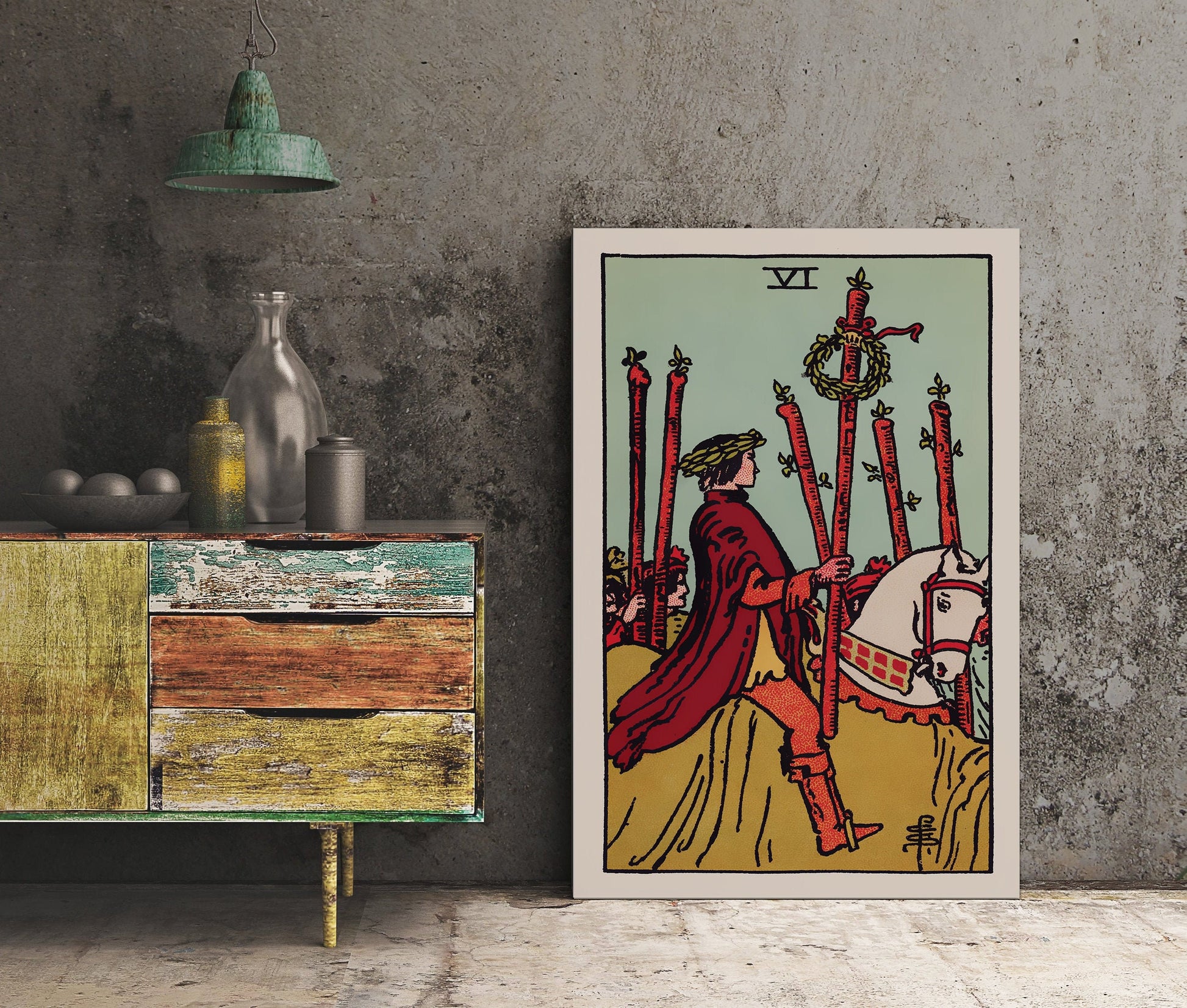 6 of Wands- Tarot Card Print - The Six of Wands Card Poster, No Frame