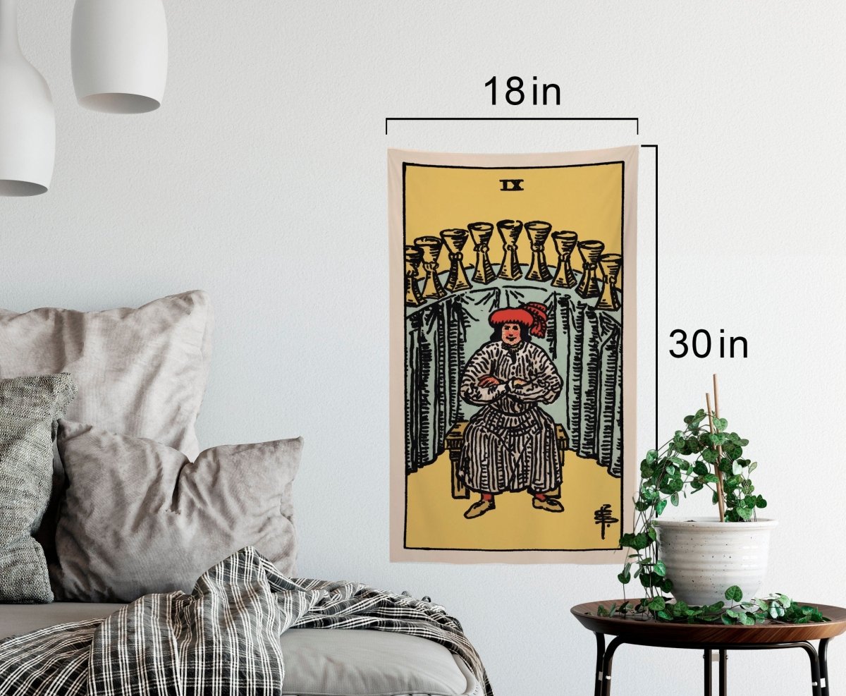 9 of Cups Tarot Card Tapestry – Rider Waite Deck Art