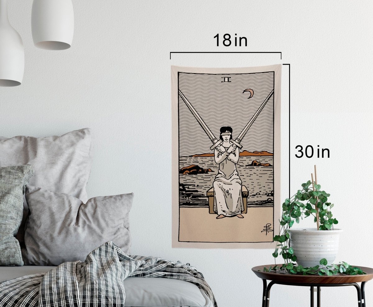 Two of Swords Tarot Card Tapestry - Rider Waite Smith Deck