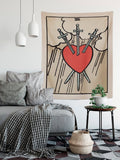 Three of Swords Tarot Card Tapestry - Rider Waite Design