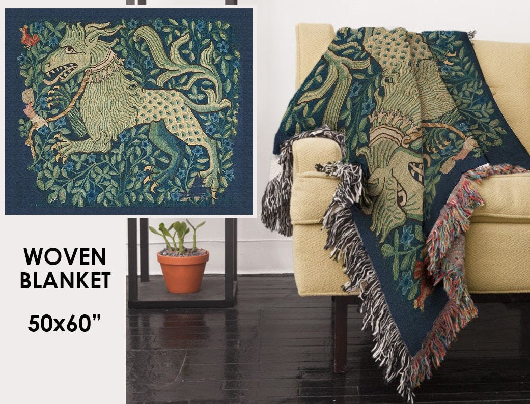 Fantastical Beast Woven Cotton Blanket - Medieval Art