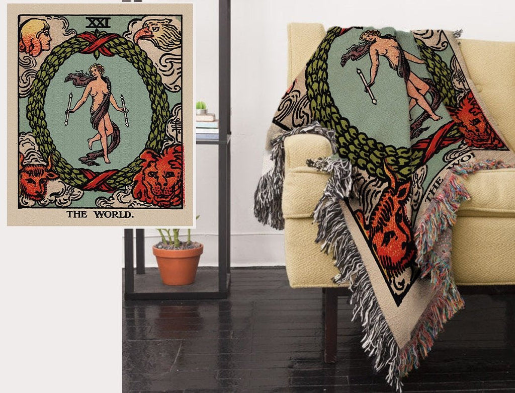 The World Tarot Card Woven Blanket – Rider Waite Smith Tapestry
