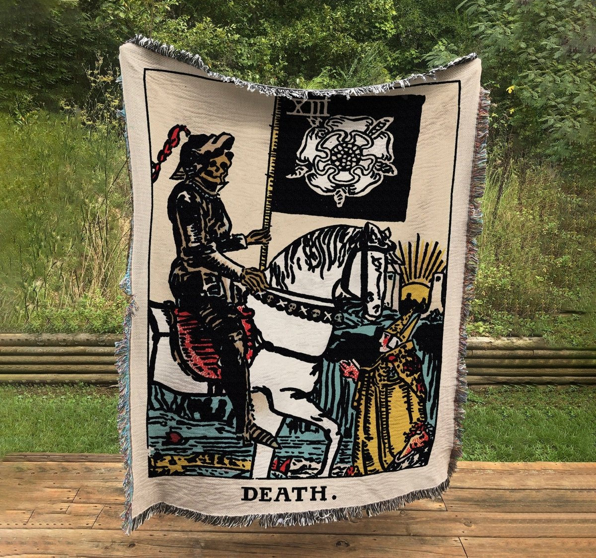 Woven Blanket - Death Tarot Card - Rider Waite Deck - Cotton