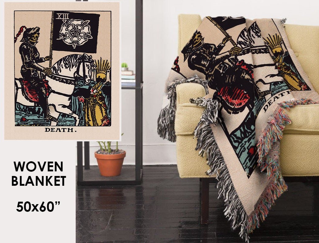 Woven Blanket - Death Tarot Card - Rider Waite Deck - Cotton
