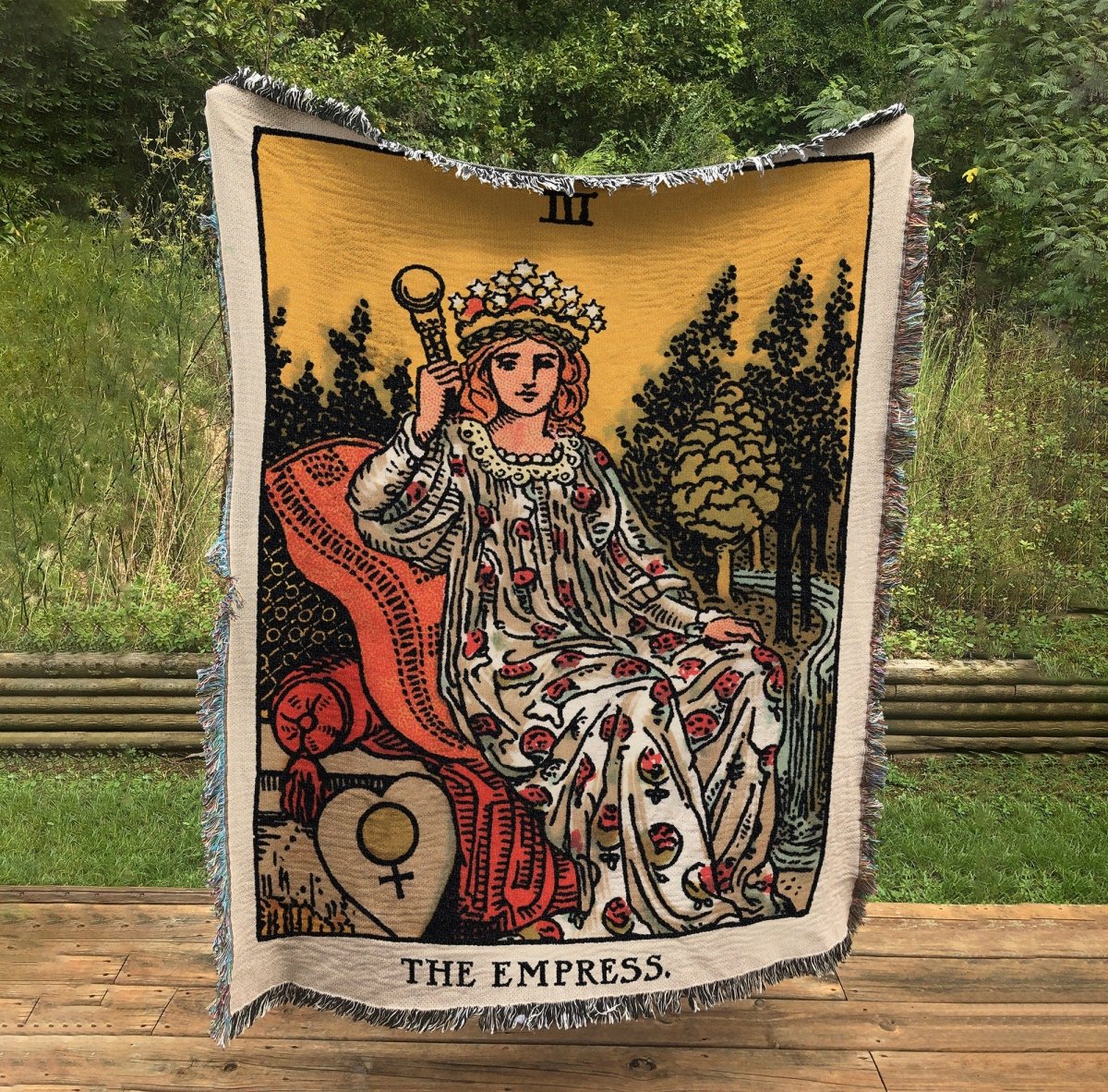 Woven Blanket - The Empress Tarot Card - Rider Waite Deck - Cotton