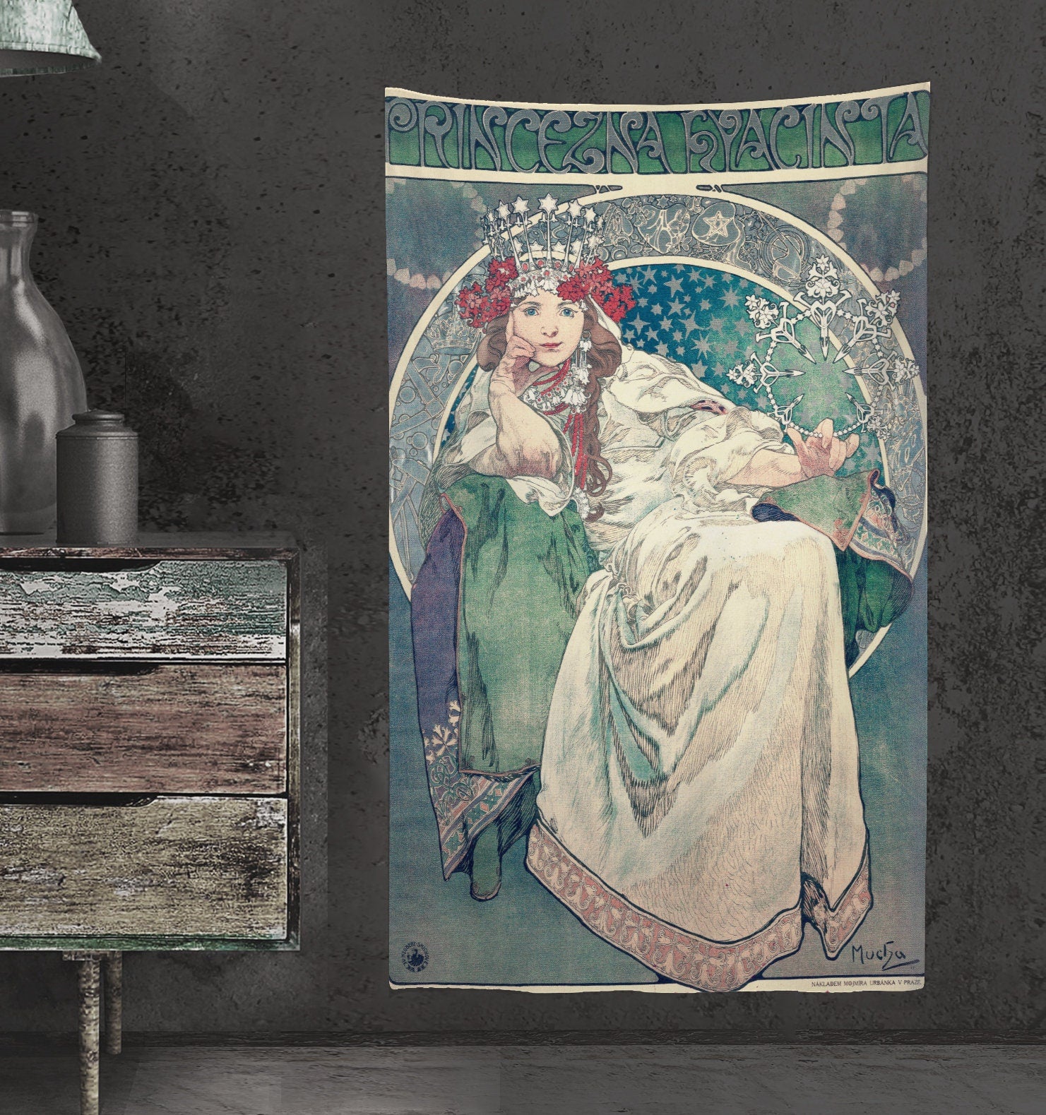 Art Nouveau Tapestry - Bohemian Wall Hanging -Boho - Pastel Mucha by DesignBohemian