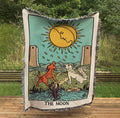 Woven Blanket - The Moon Tarot Card - Rider Waite Deck - Cotton Throw