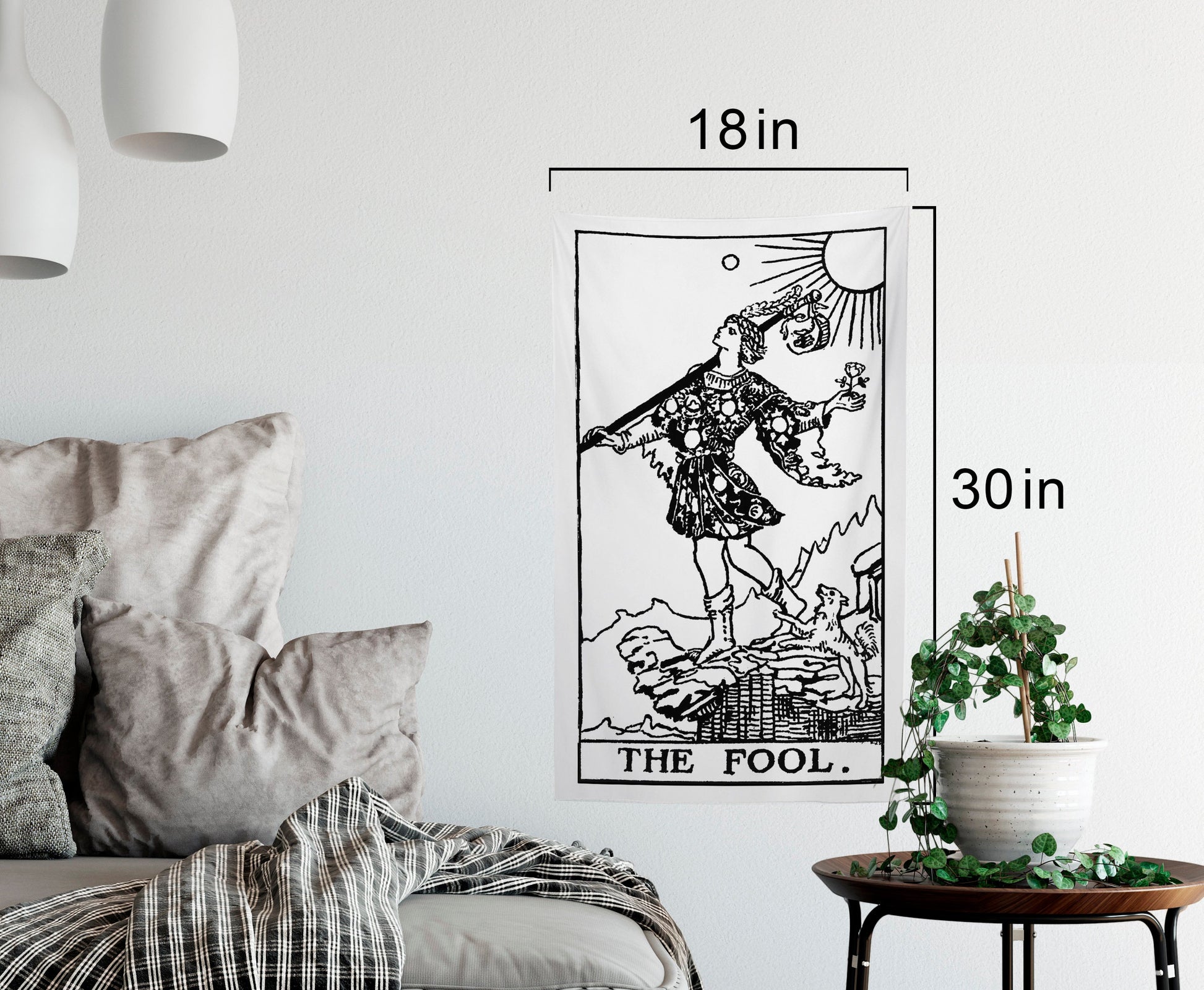The Fool Tarot Card Tapestry - Rider Waite Deck Art