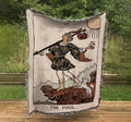 Woven Blanket - The Fool Tarot Card - Natural Vibe Color Black Rider Waite Deck - Cotton