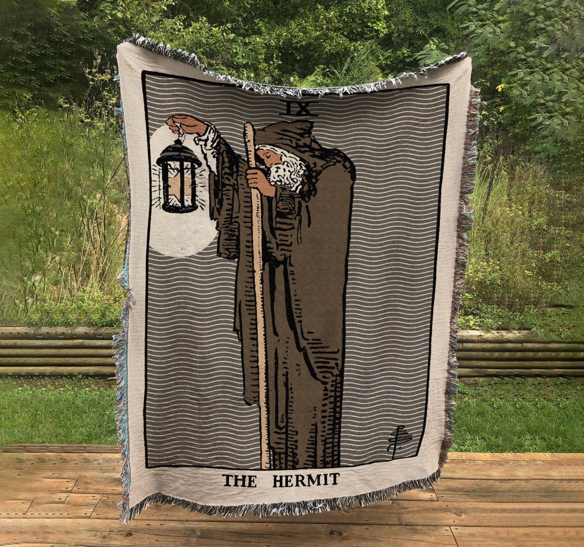 Woven Blanket - The Hermit Tarot Natural Vibe Card - Rider Waite Deck - Cotton
