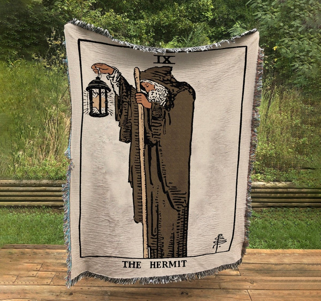 Woven Blanket - The Hermit Tarot Natural Vibe Card - Rider Waite Deck - Cotton
