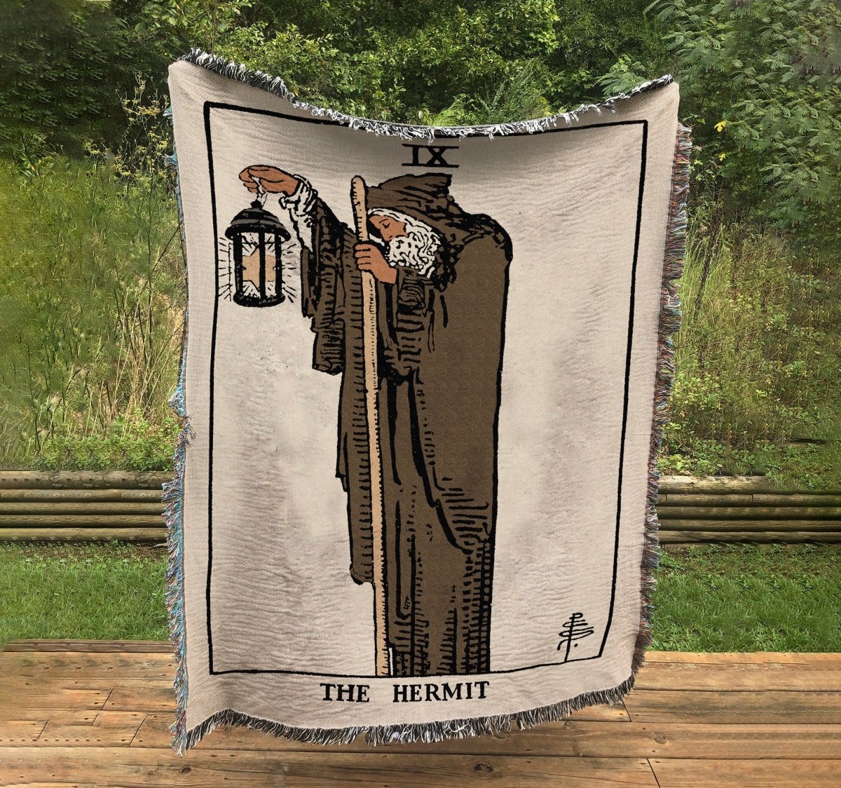 Woven Blanket - The Hermit Tarot Natural Vibe Card - Rider Waite Deck - Cotton