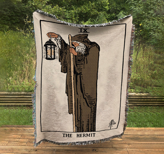 Woven Blanket - The Hermit Tarot Natural Vibe Card - Rider Waite Deck - Cotton