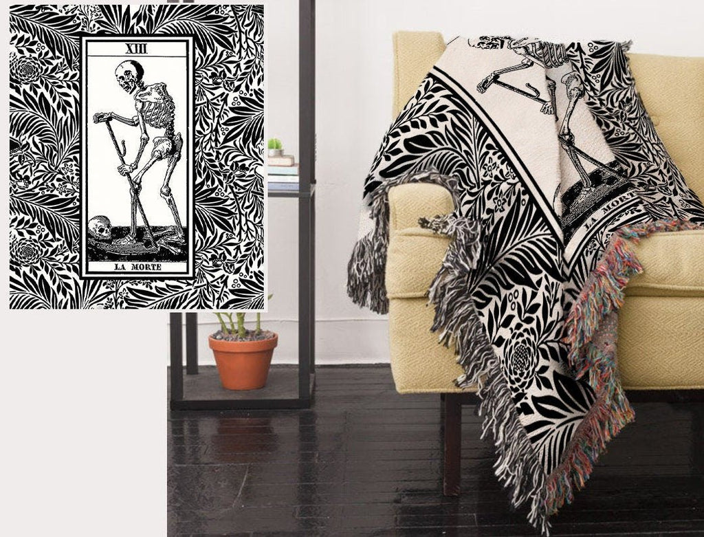 La Mort Tarot Blanket – Woven Cotton Death Card Throw