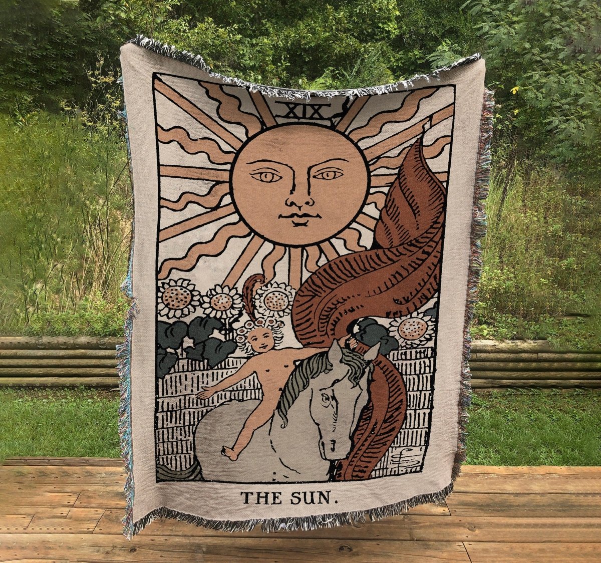 The Sun Tarot Card Woven Blanket - Rider Waite Cotton Throw