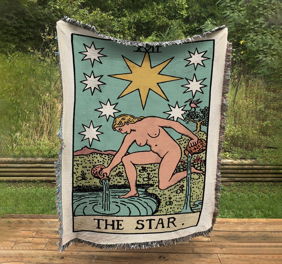 Woven Blanket - The Star Tarot Card - Rider Waite Deck - Cotton Throw