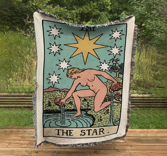 Woven Blanket - The Star Tarot Card - Rider Waite Deck - Cotton Throw