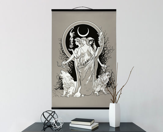 Hecate Canvas Print – Moon Goddess Wiccan Wall Hanging