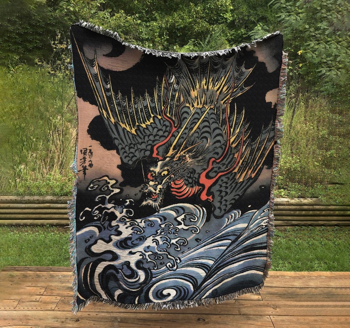 Japanese Dragon - Woven Cotton Blanket