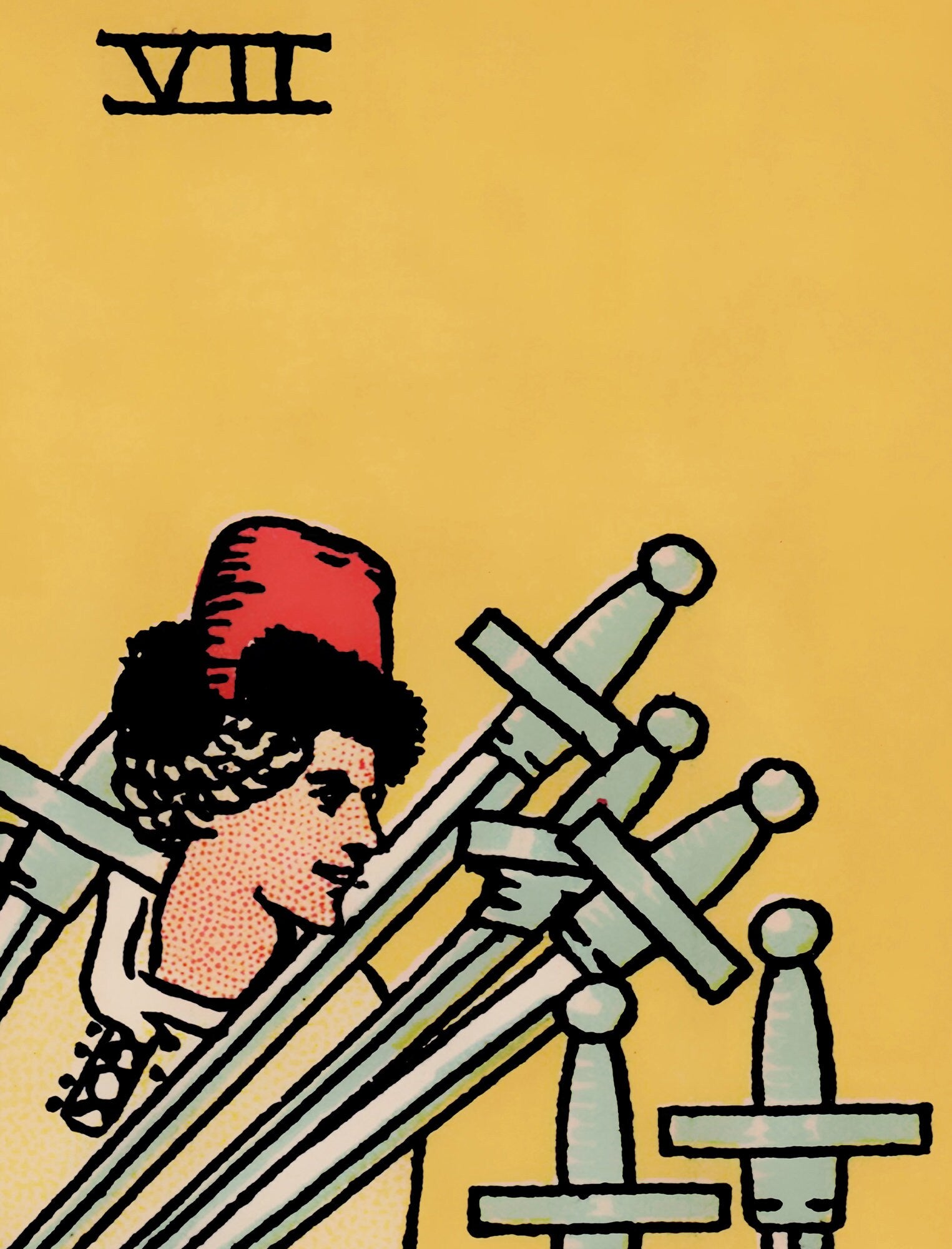 7 of Swords - Tarot Card Print - The Seven of Swords Card Poster, No Frame