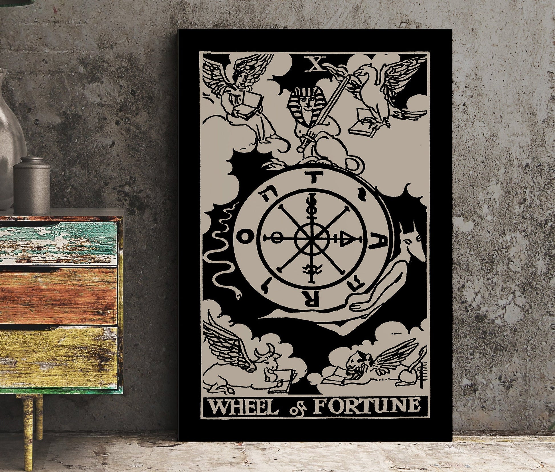 Wheel of Fortune - Tarot Card Print - Tarot Card The Wheel of Fortune Card Poster, No Frame