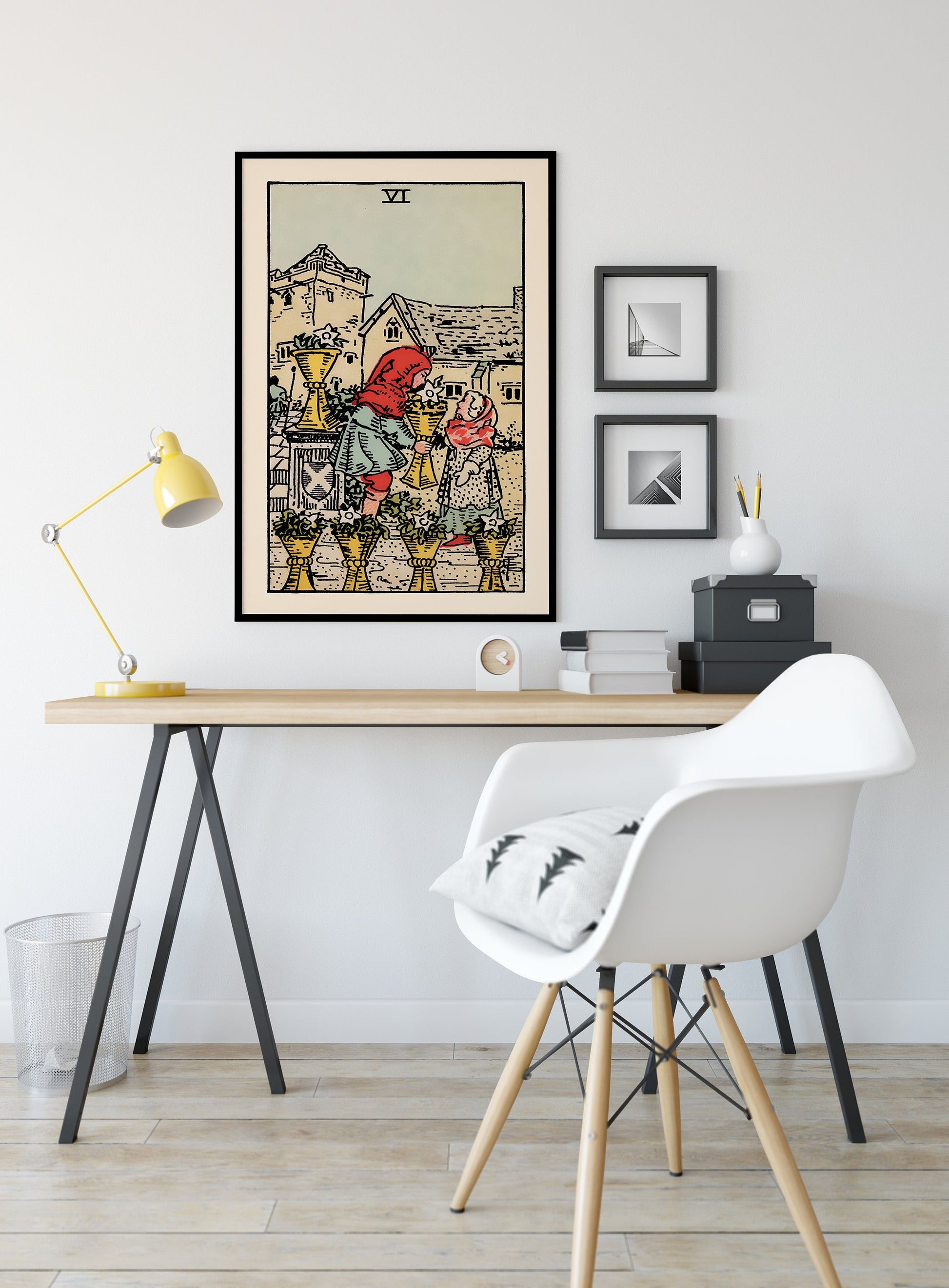 Six Of Cups- Tarot Card Print - The 6 Of Cups Card Poster, No Frame