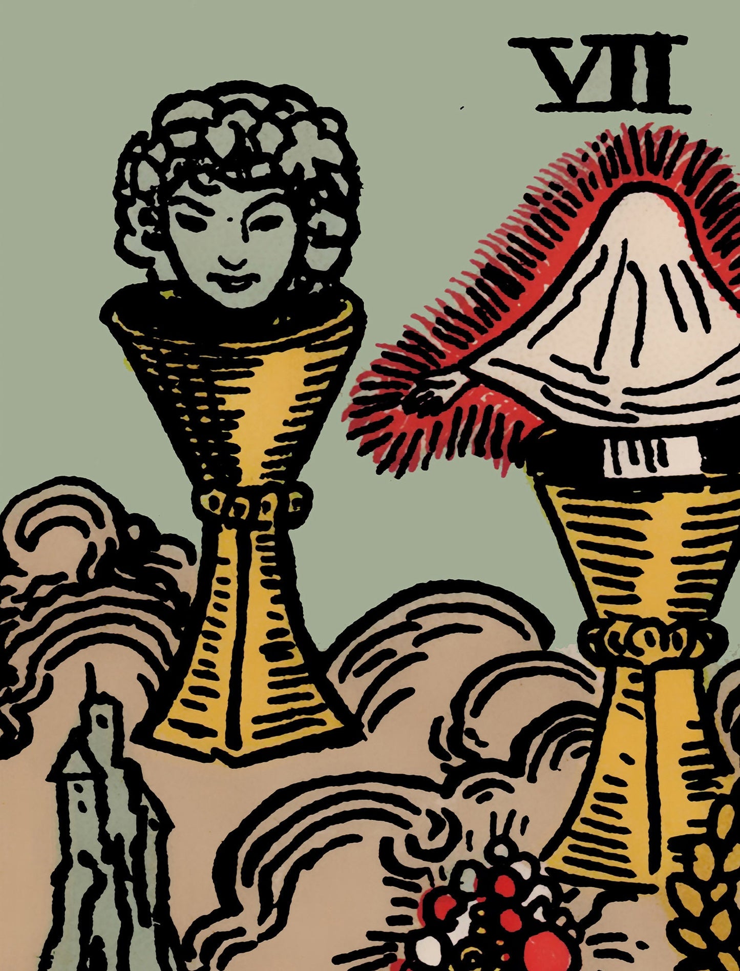 7 of Cups - Tarot Card Print - The Seven of Cups Card Poster, No Frame