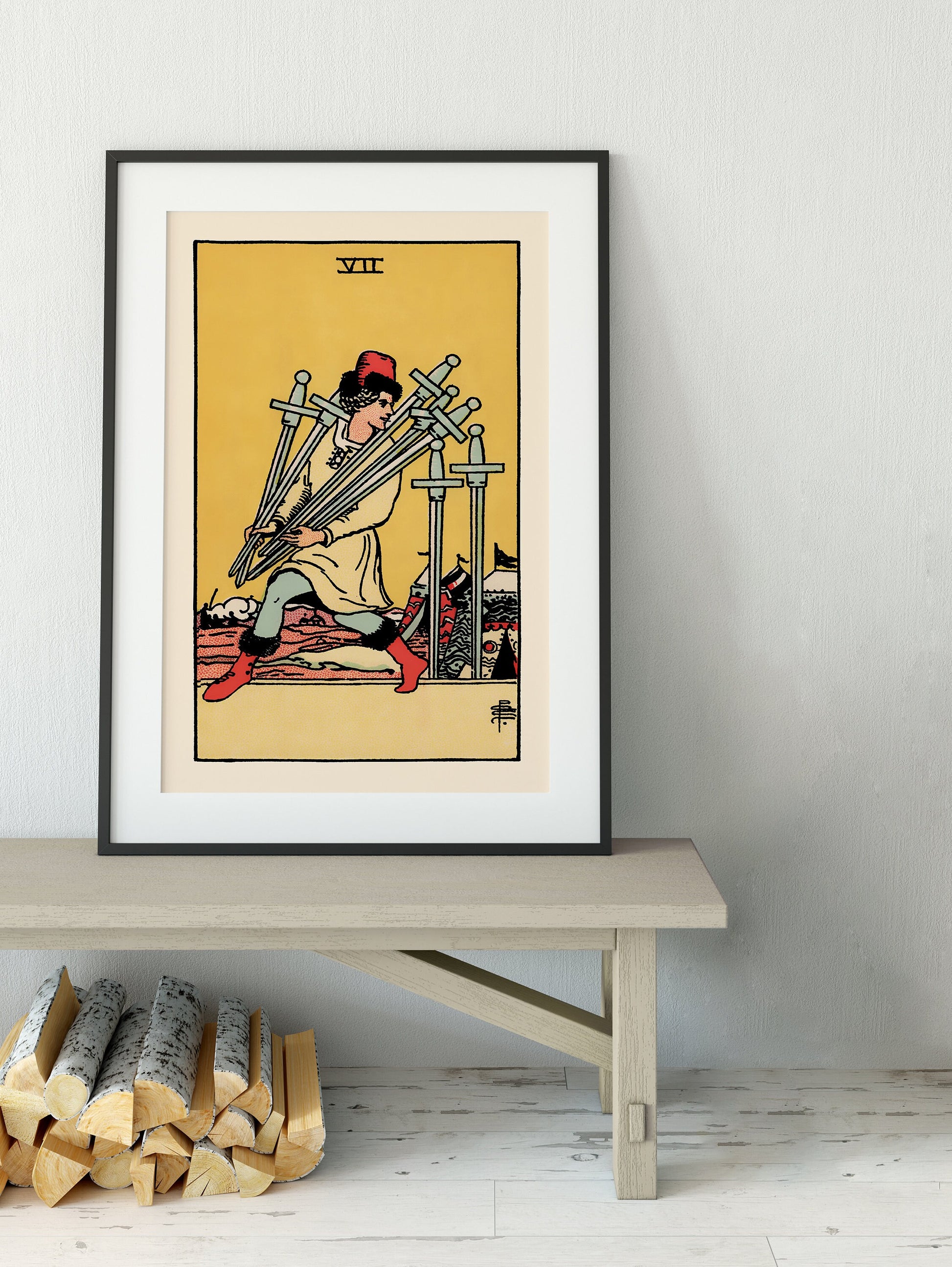 7 of Swords - Tarot Card Print - The Seven of Swords Card Poster, No Frame