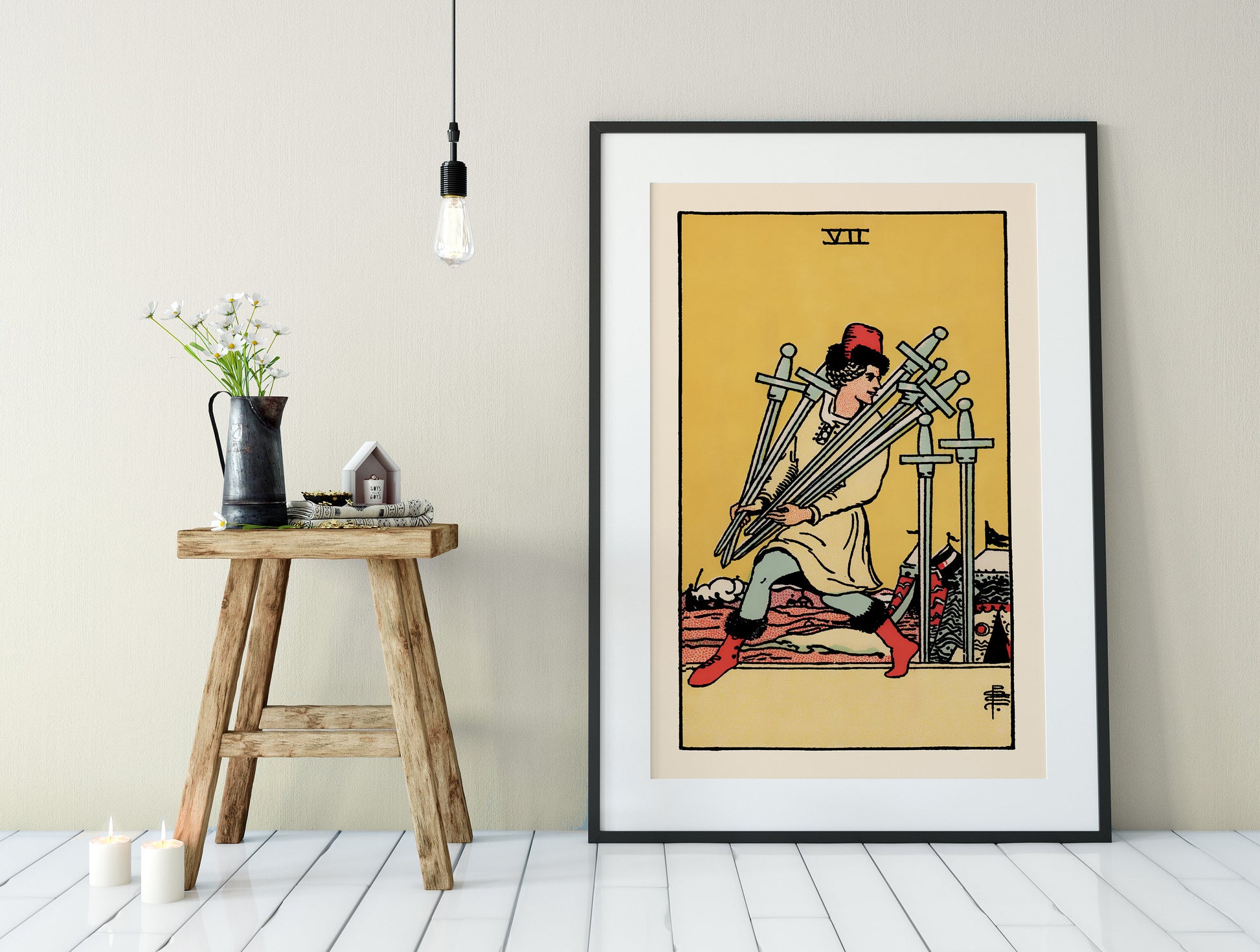 7 of Swords - Tarot Card Print - The Seven of Swords Card Poster, No Frame
