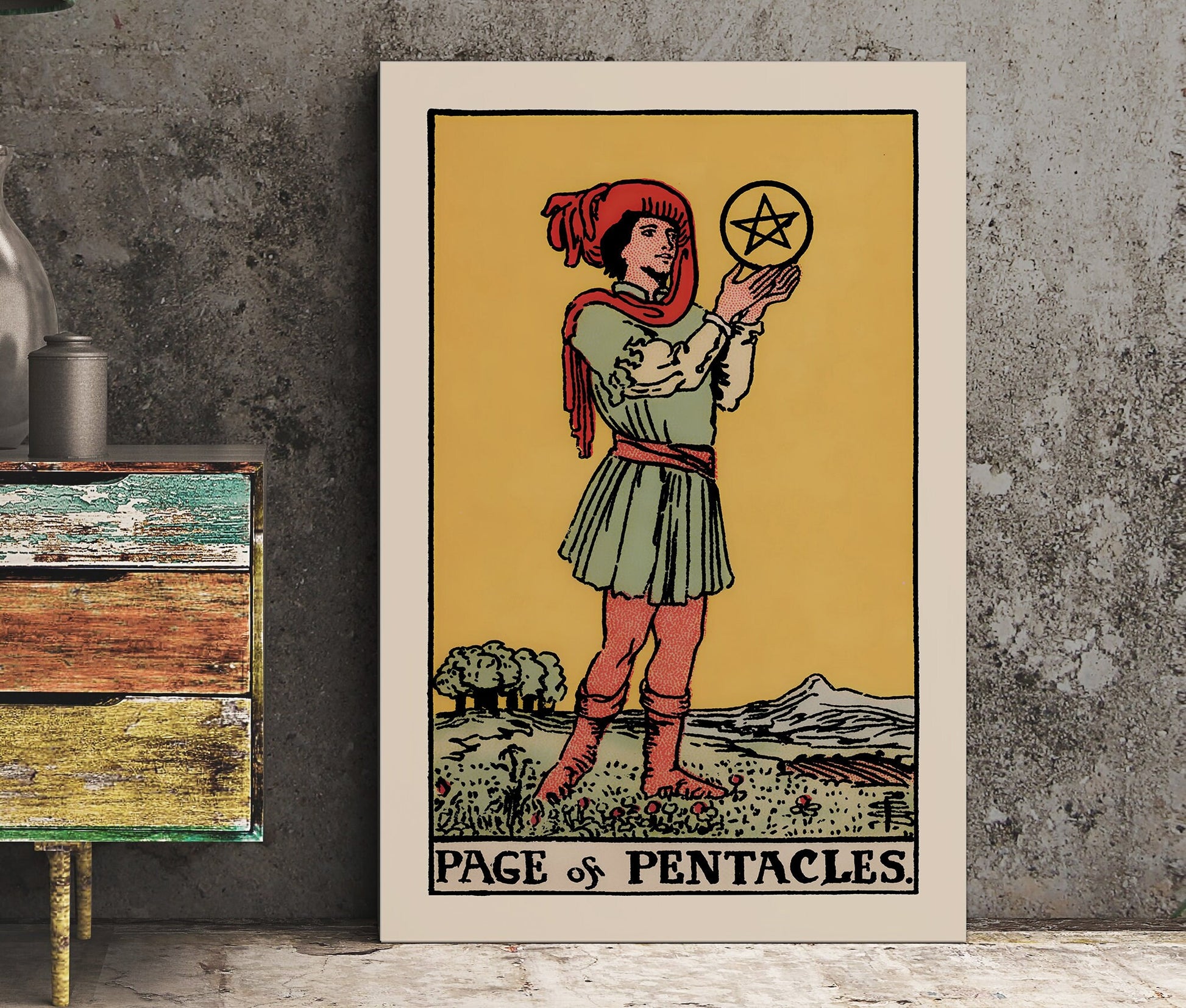 Page of Pentacles - Tarot Card Print - The Page of Pentacles Card Poster, No Frame
