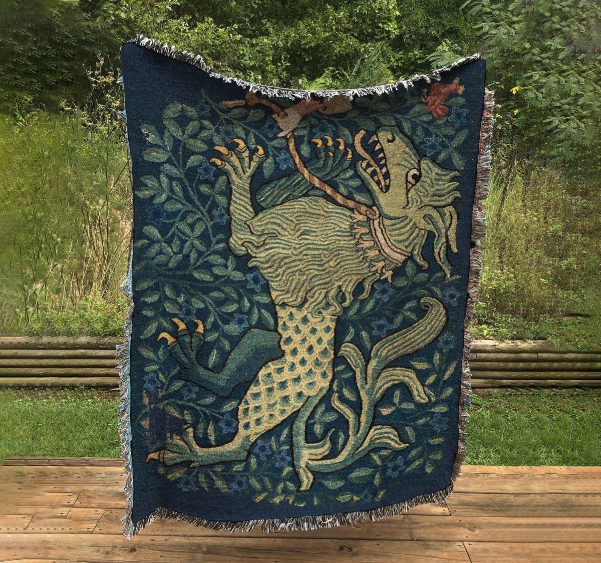 Fantastical Beast Woven Cotton Blanket - Medieval Art