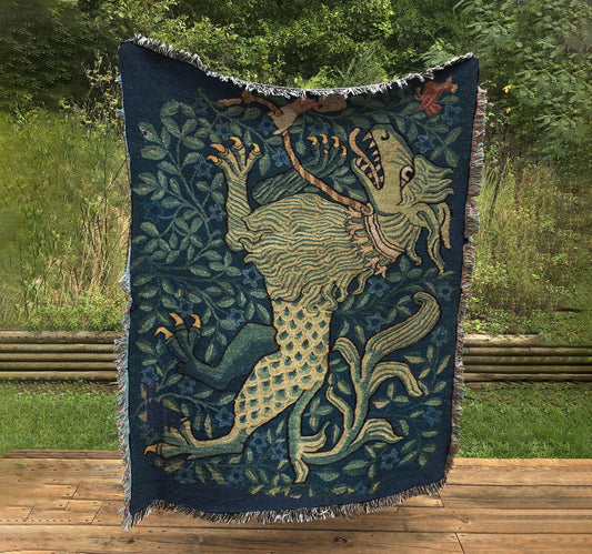 Fantastical Beast Woven Cotton Blanket - Medieval Art