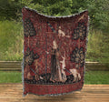 Woven Cotton Tapestry/Throw Blanket - Lady With Unicorn Touch Blanket