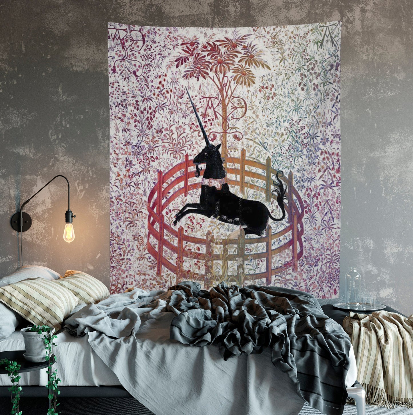 Unicorn in Captivity Tapestry - New Version - Rainbow - Unicorn Fan Art - Original by Raphael by DesignBohemian