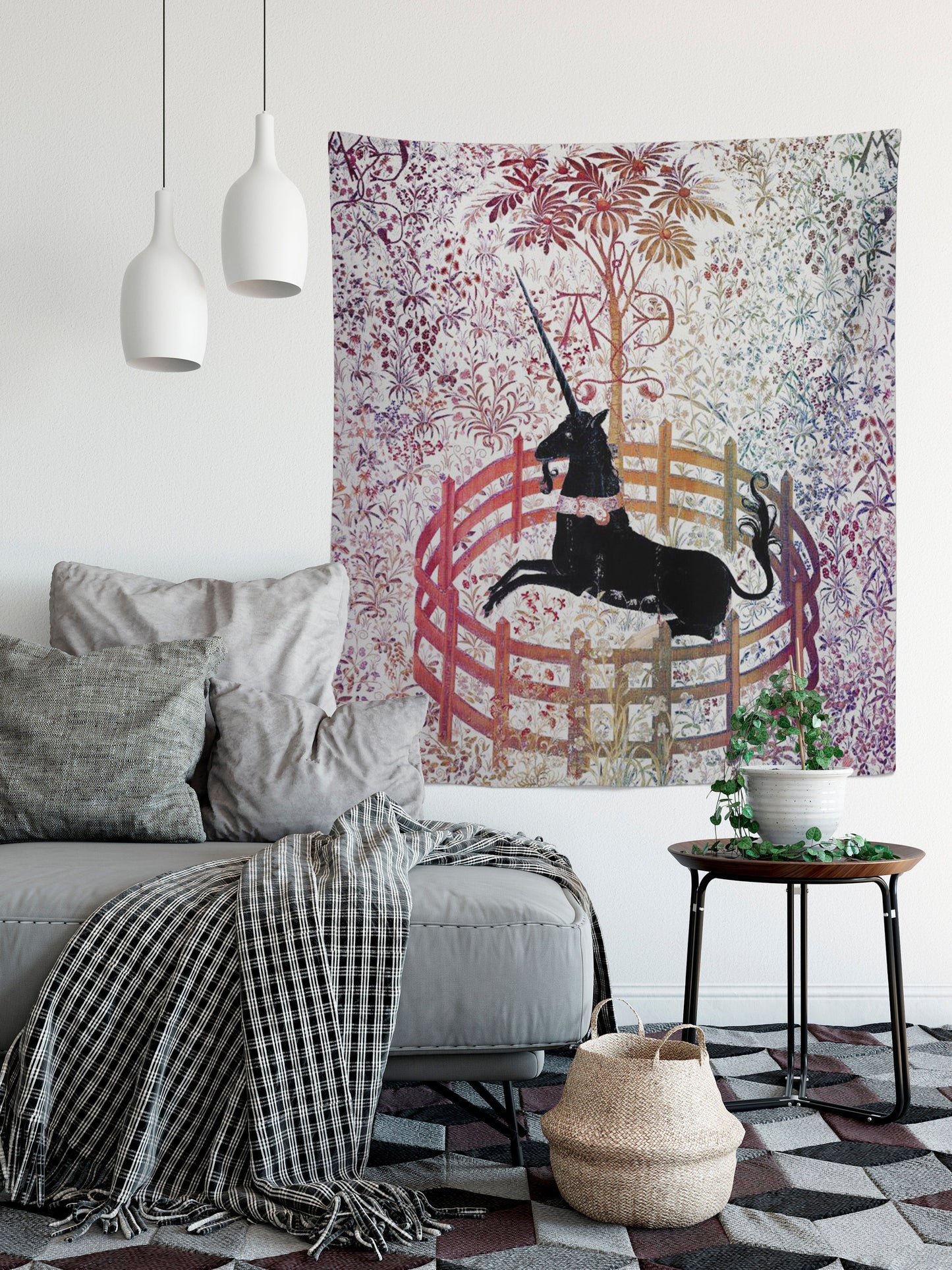 Unicorn in Captivity Tapestry - New Version - Rainbow - Unicorn Fan Art - Original by Raphael by DesignBohemian