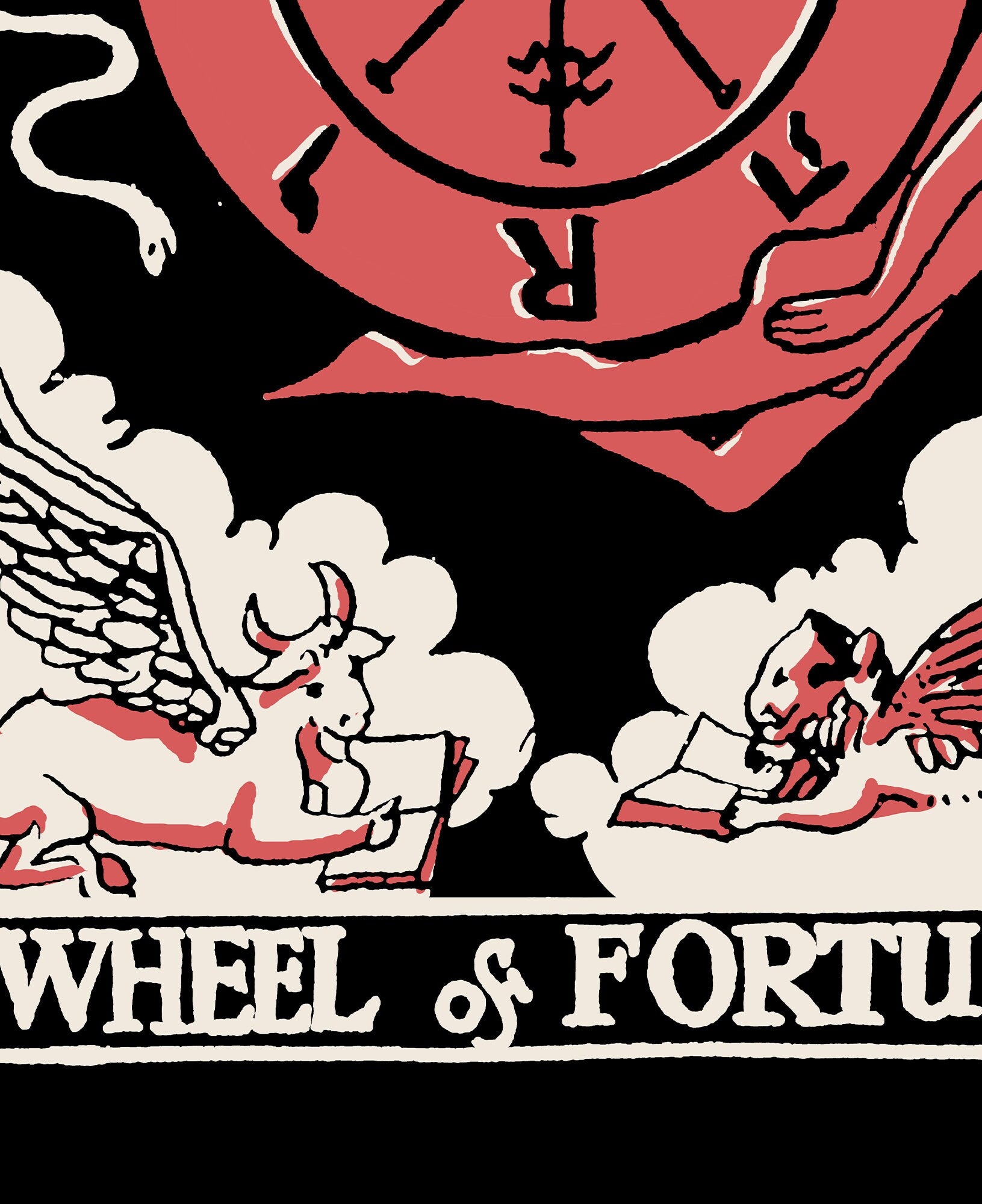Wheel of Fortune - Tarot Card Three Color Print - Tarot Card The Wheel of Fortune Card 3 Color Poster, No Frame