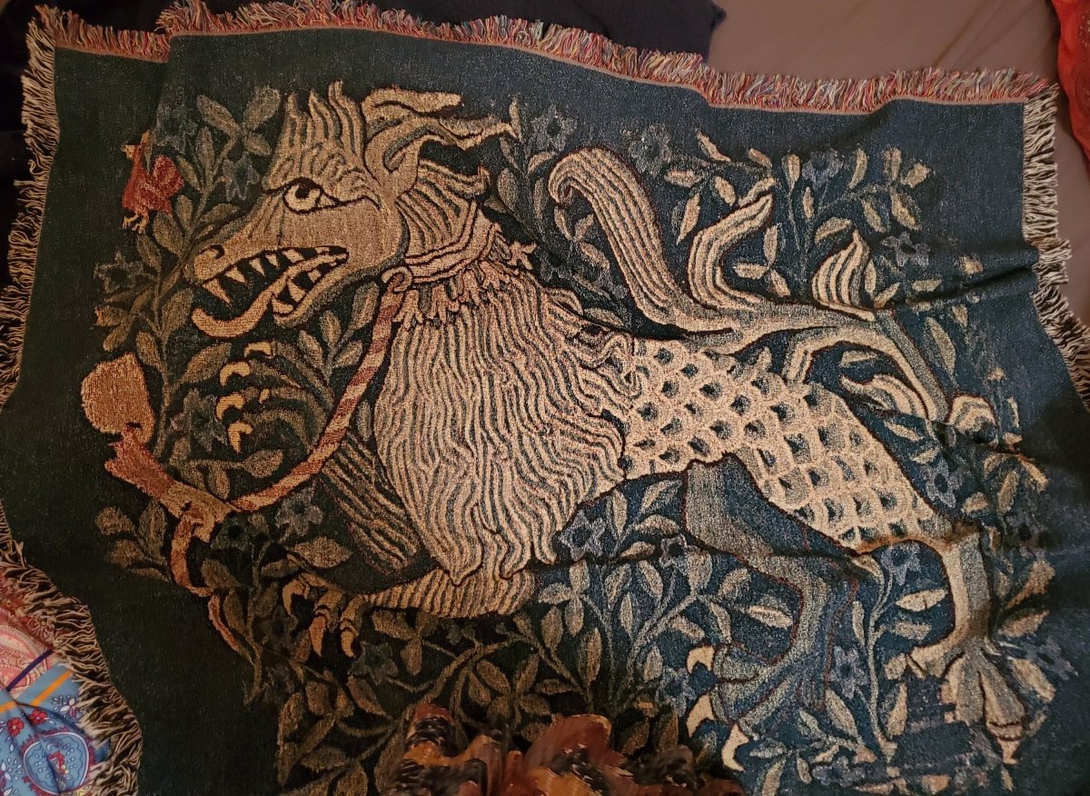 Fantastical Beast Woven Cotton Blanket - Medieval Art