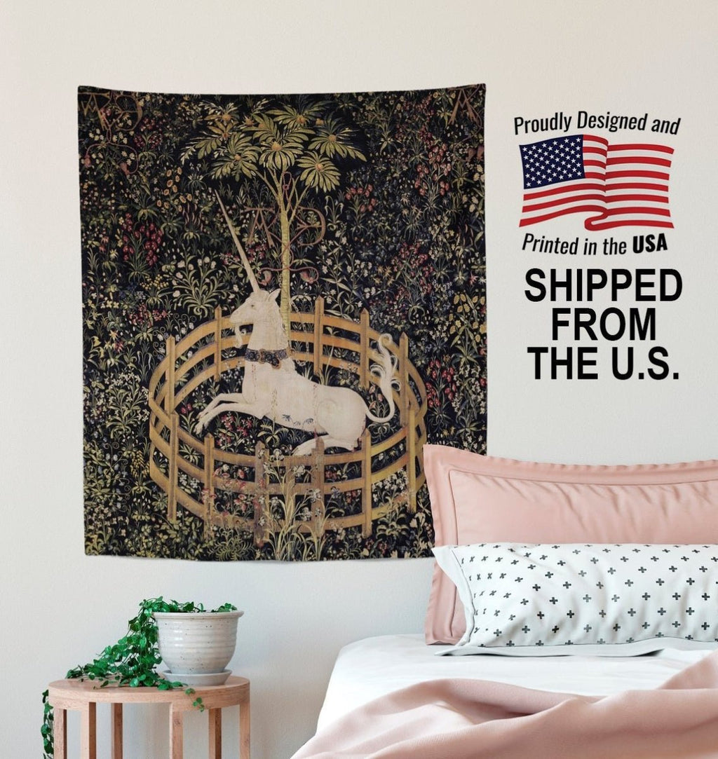 Medieval Unicorn Tapestry - The Unicorn In Captivity (Printed)