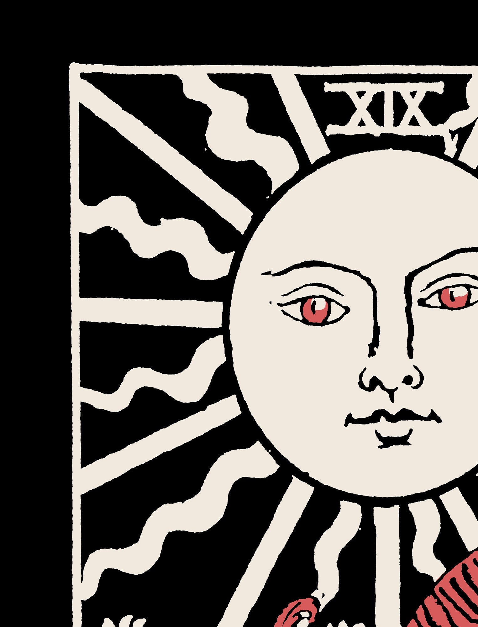 The Sun- Tarot Card Poster - The Sun Card Three Color Print- No Frame