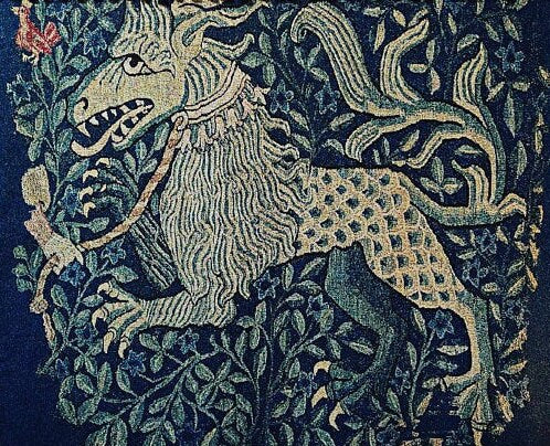 Fantastical Beast Woven Cotton Blanket - Medieval Art