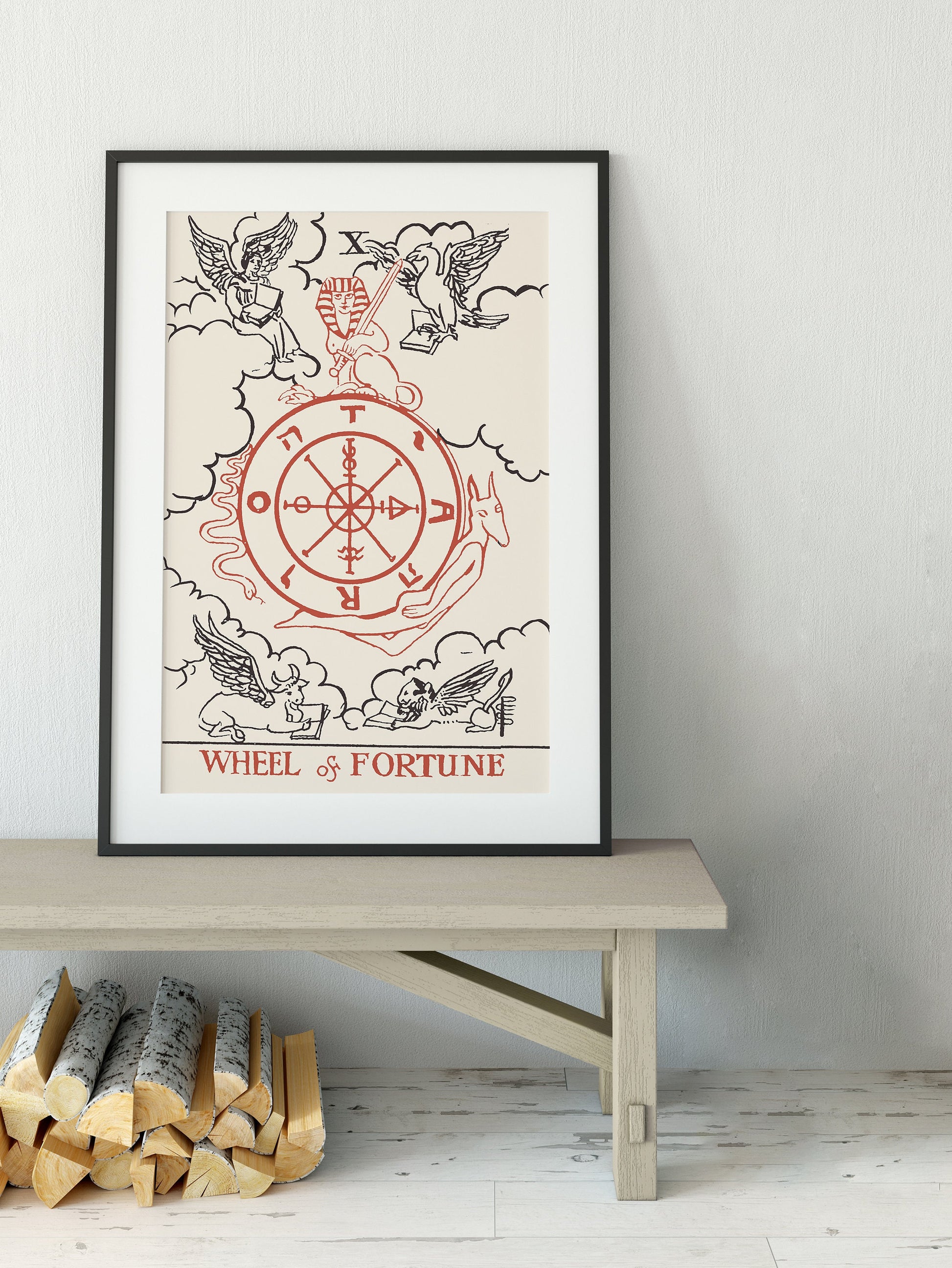 Wheel of Fortune - Tarot Card Print - Tarot Card - Boho Wall Art, No Frame