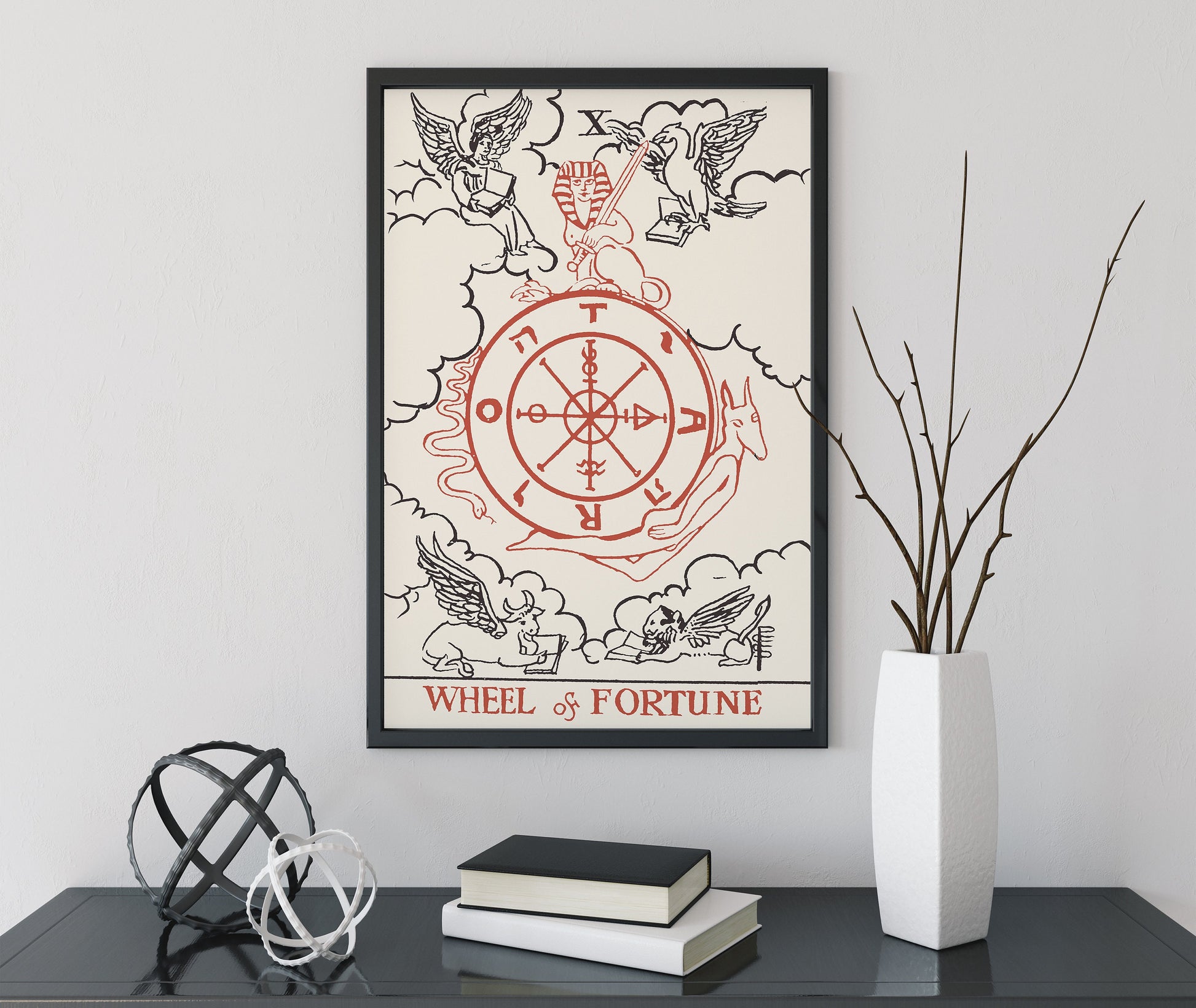 Wheel of Fortune - Tarot Card Print - Tarot Card - Boho Wall Art, No Frame