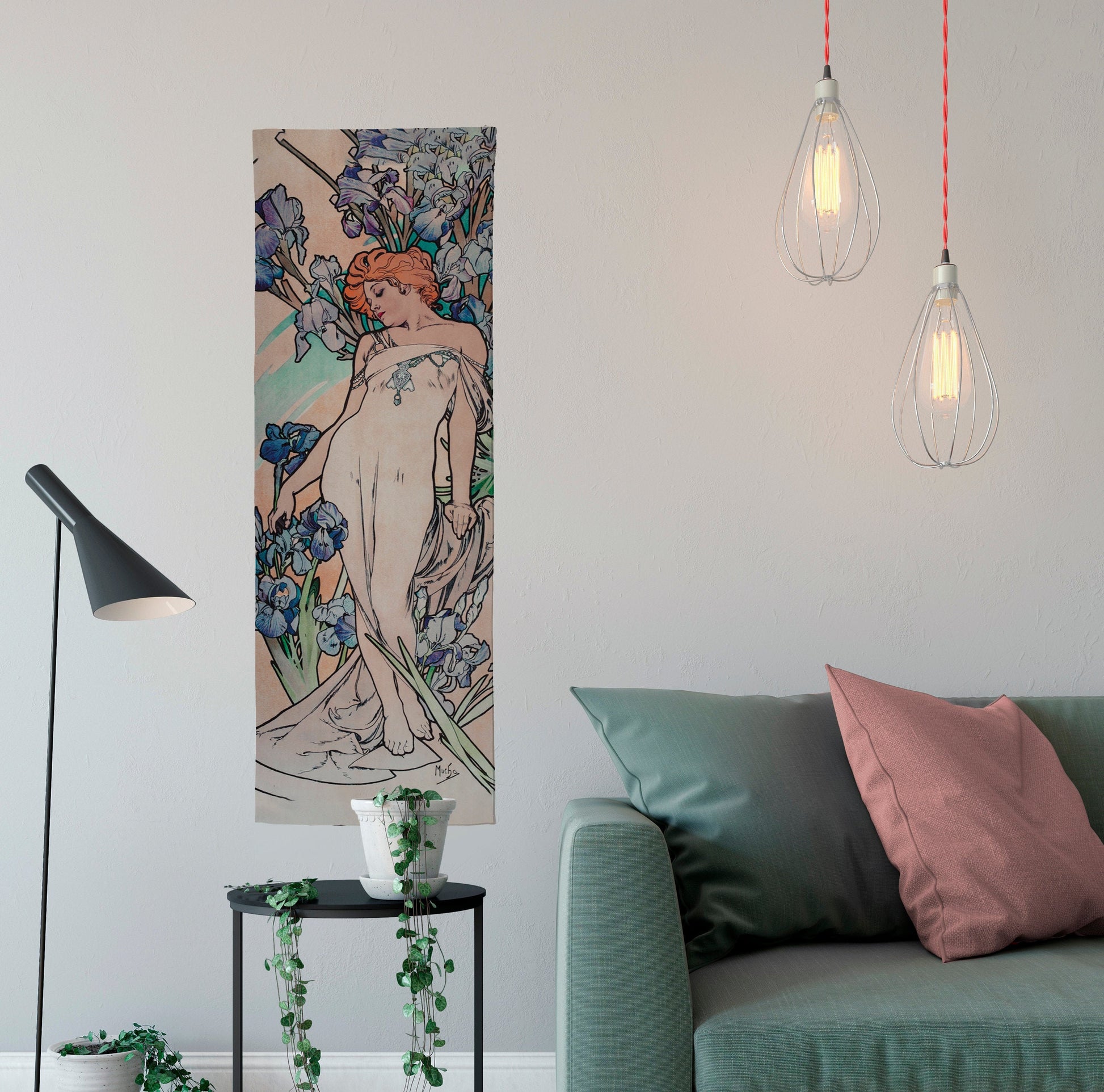 Alphonse Mucha - Art Nouveau Tapestry - Purple Bohemian Wall Hanging -Boho - Pastel Mucha by DesignBohemian