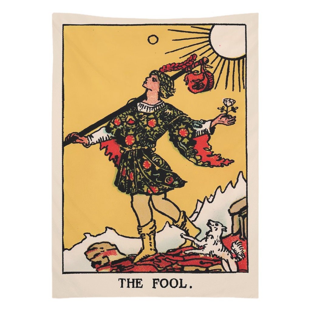 The Fool Tarot Card Tapestry - Rider Waite Design