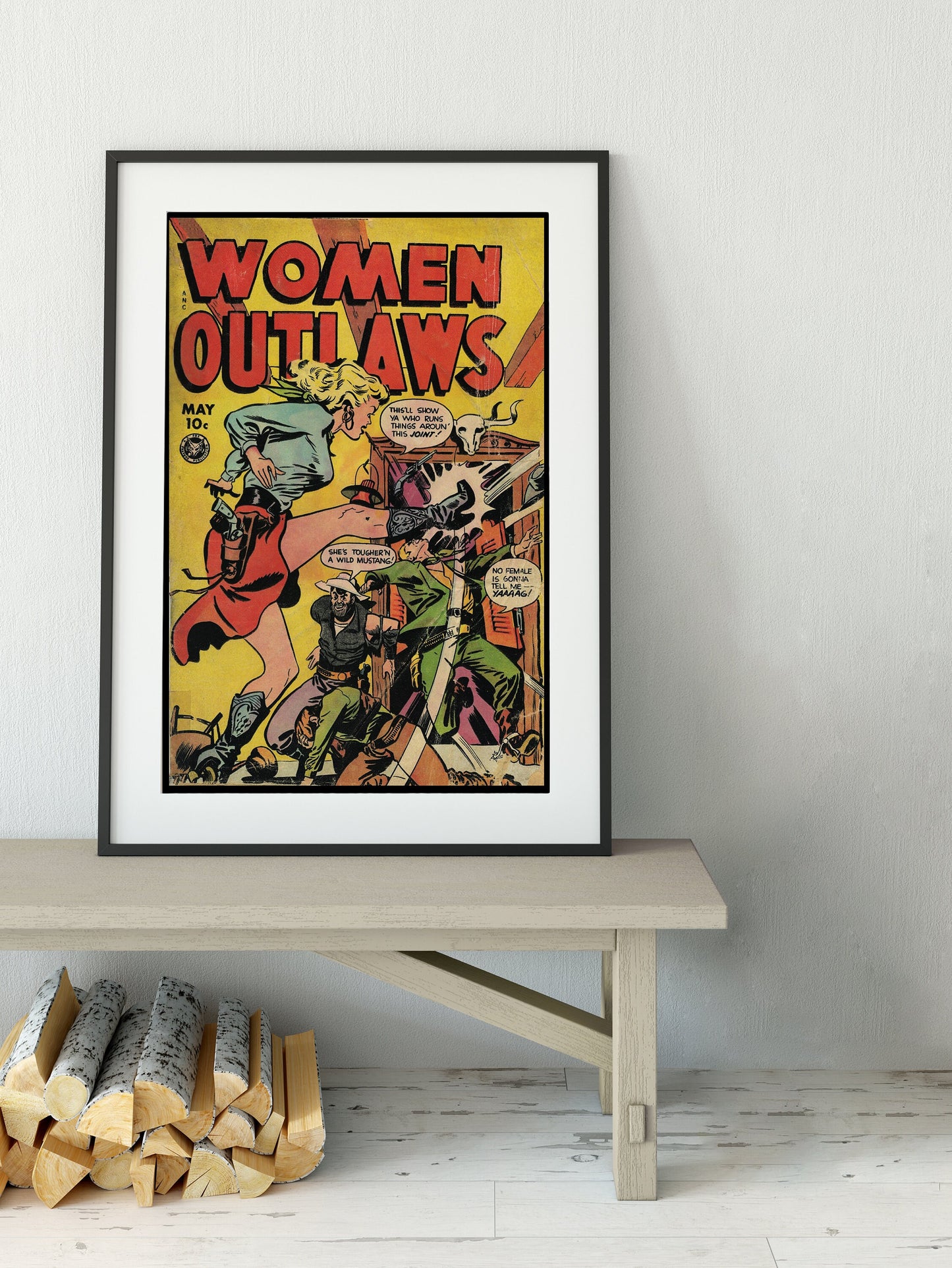 Women Outlaws Comic Book Cover No 2 Poster Vintage Comic Book Art - Feminist Comic Book Art Print, No Frame